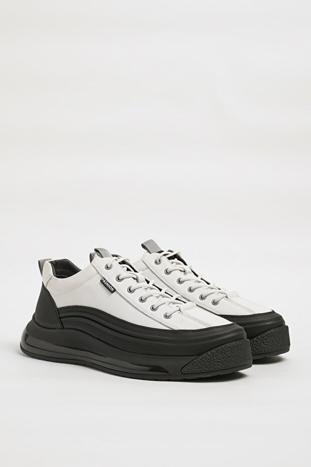 Jeremh Model Combination Leather Imported Sole Sneaker Shoes