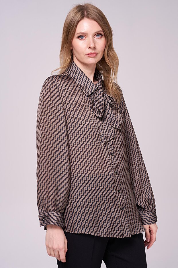 Şifon Gömlek-Kravatlı Bluz - 3