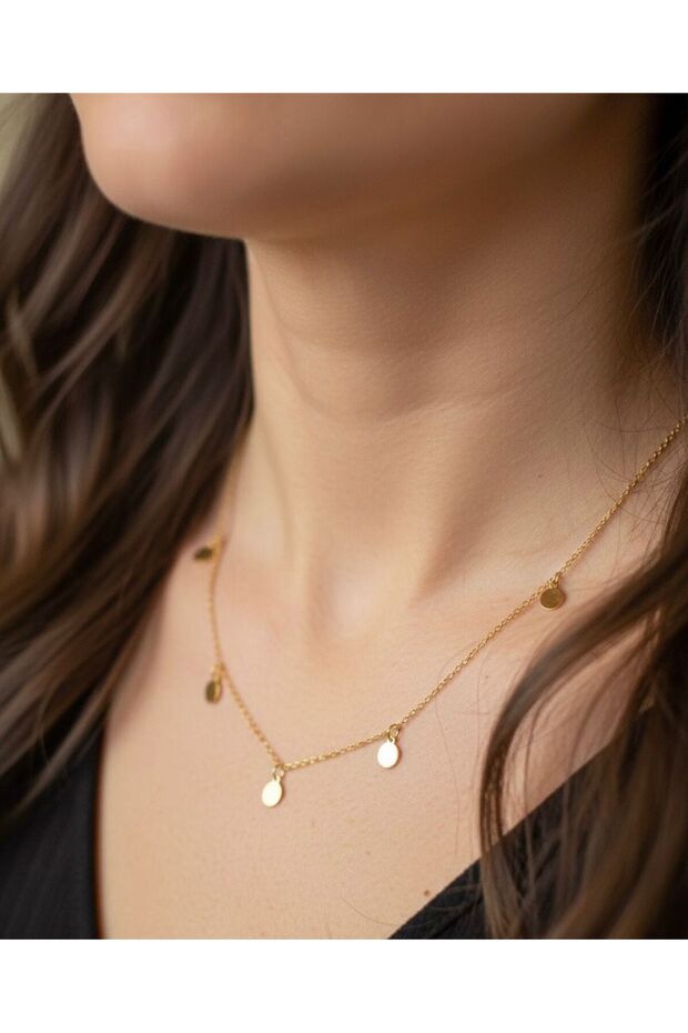 Kadın Pullu Çelik Kolye - 1