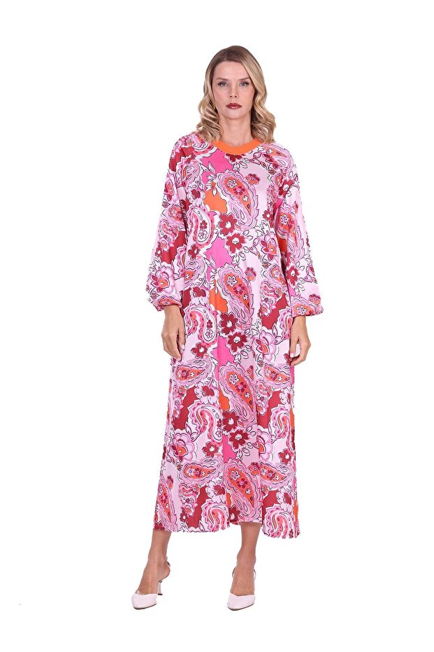 Balloon Sleeve Dress Orange