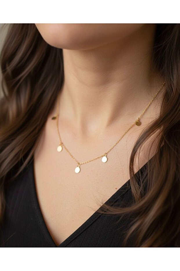 Kadın Pullu Çelik Kolye - 3