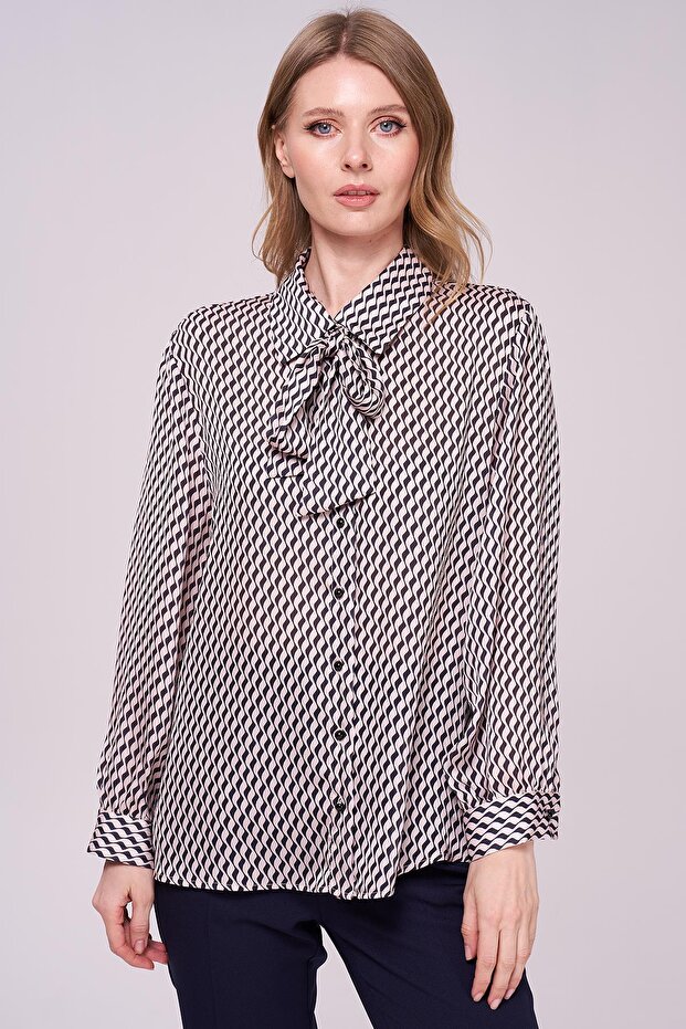 Şifon Gömlek-Kravatlı Bluz - 1