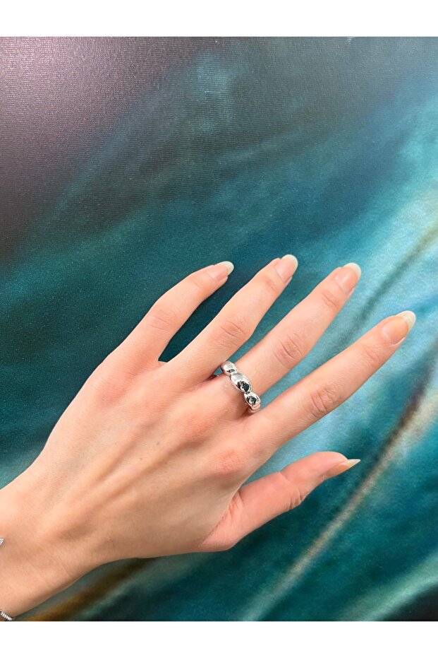 خاتم قابل للتعديل مع حجر حلزوني - 3