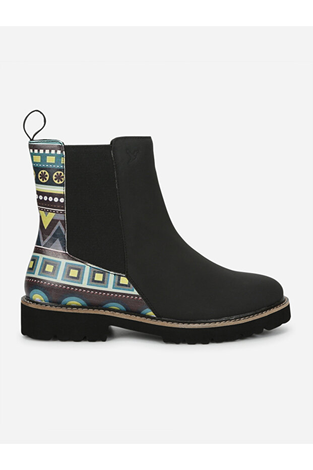 Black Comfortable Lightweight Printed Boots