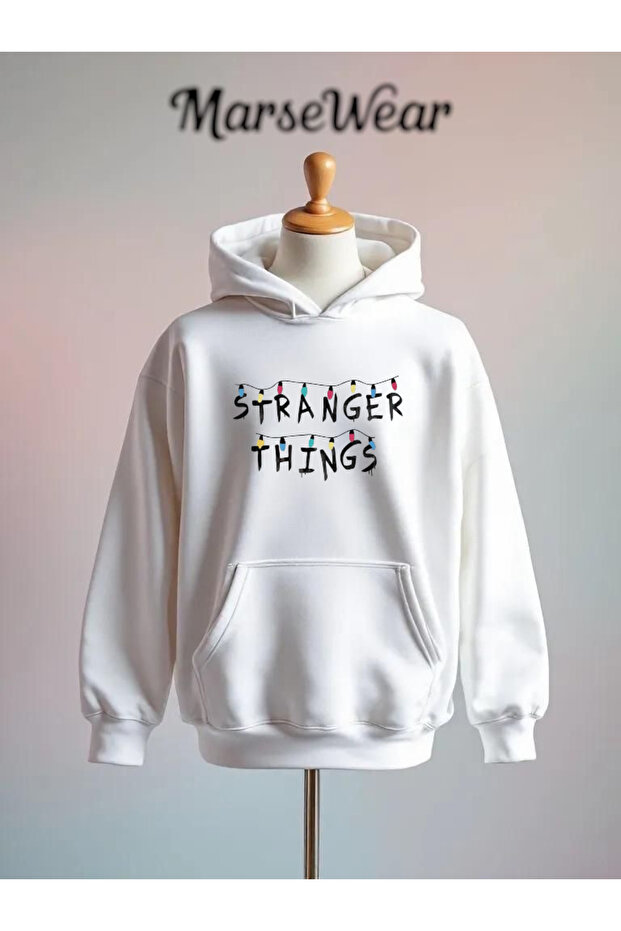 سترة Stranger Things مطبوع القطنية ذات قصة فضفاضة خيوط O بغطاء رأس