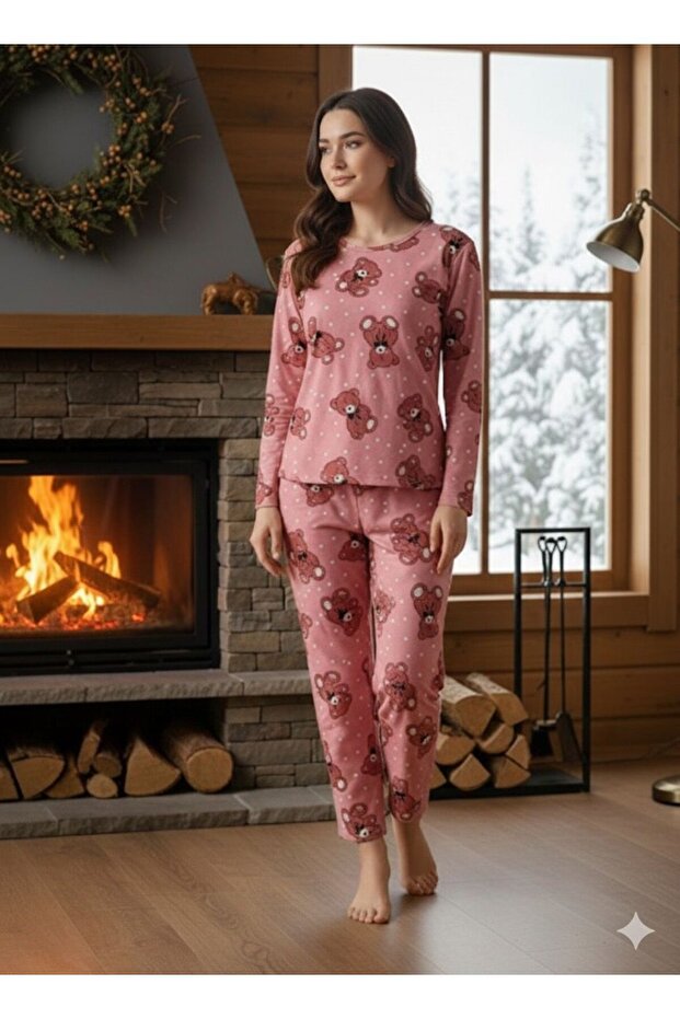 طقم بيجامة بنقشة الدب - 1