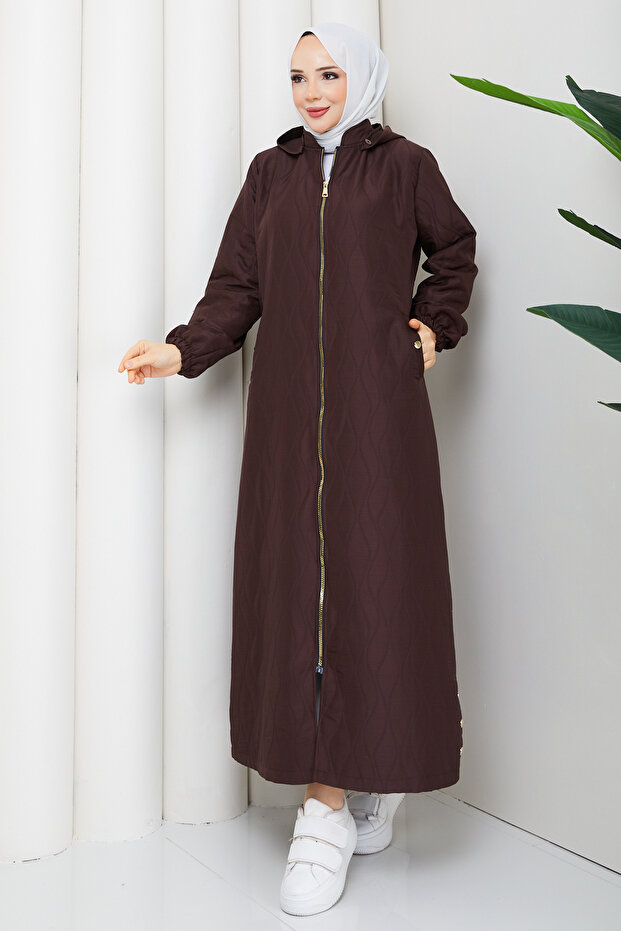 Women's Onion Patterned Tunnel-Crossed Full-Length Quilted Coat