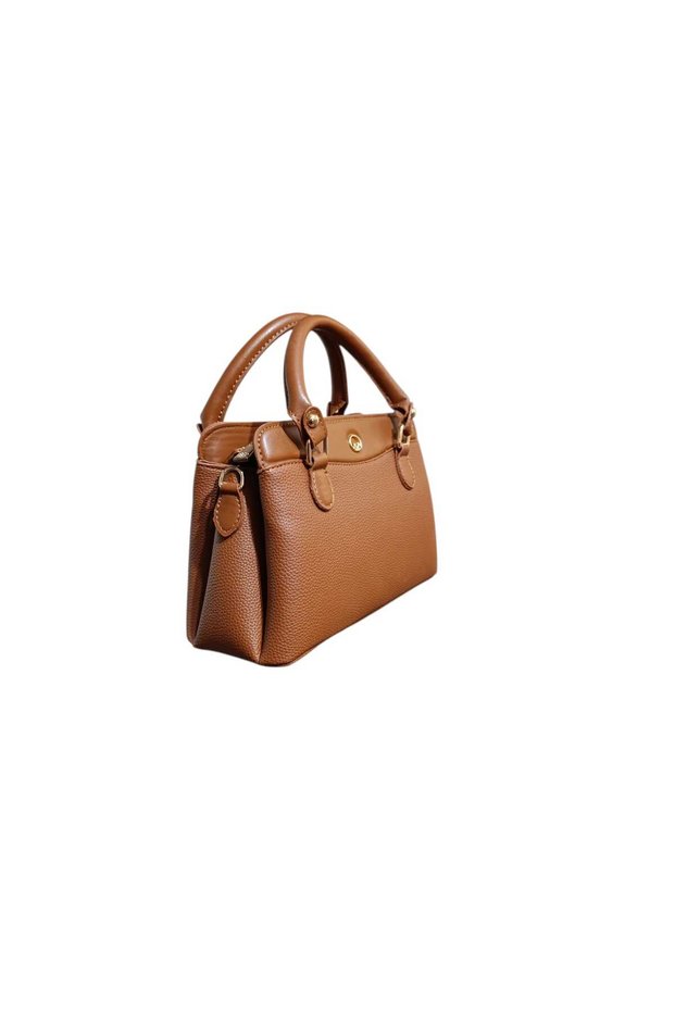 Stylish Bag with Multiple Compartments, Hand-Grip Handle and Long Strap, Tan Color
