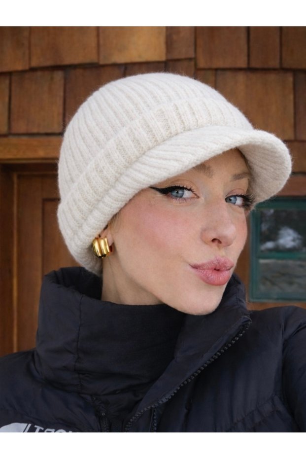 Premium Mohair Thick Beanie with Visor
