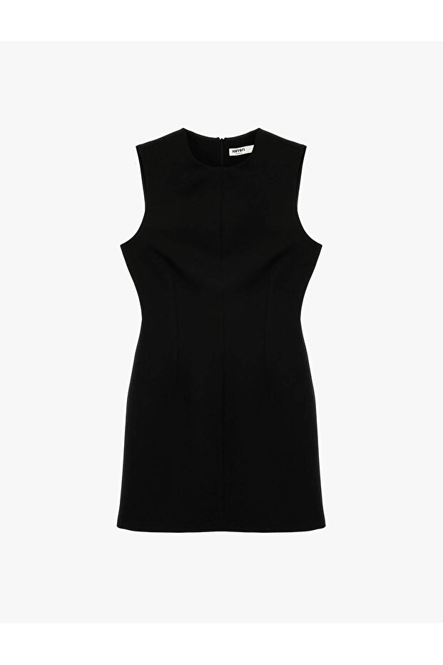 Sleeveless Crew Neck A-Line Mini Black Women's Dress 6Sak80126Uw