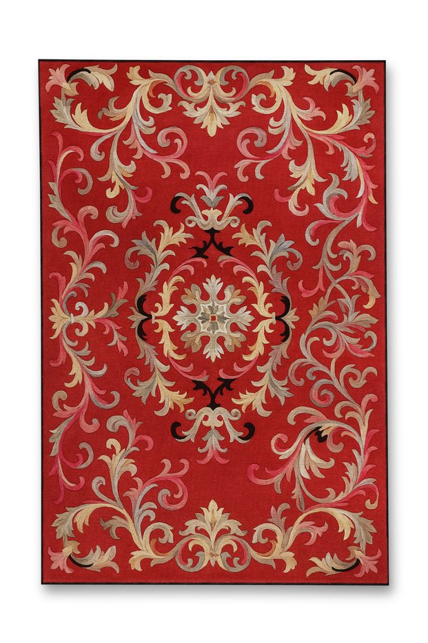 Mosso Red Themed Floral Motifs Patterned Woven Base Modern Decorative Carpet Mosso2118