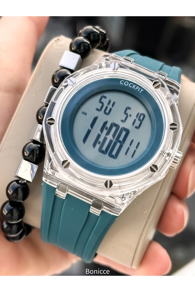Sports Men's Watch, Blue Color Silicone Band, Alarm, Stopwatch, Suitable for Pool Sea, Stylish in Box