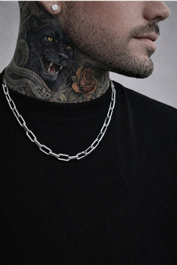 Stainless Steel Necklace - Steel Necklace - Paperclip Chain -Chain Necklace -Men's Steel Necklace -Men's Chain Necklace