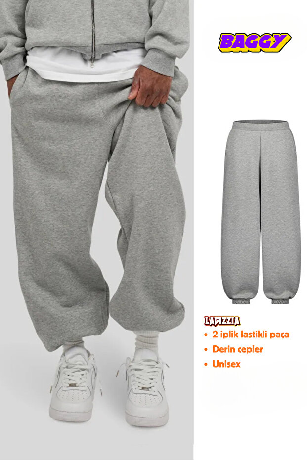 Extra Long 2 Thread Washed Fabric Loose Fit O Oversized Elasticated Cuffs Men's Baggy Sweatpants