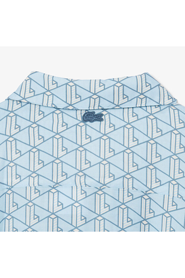 Monogram Kadın Mavi Gömlek - 8