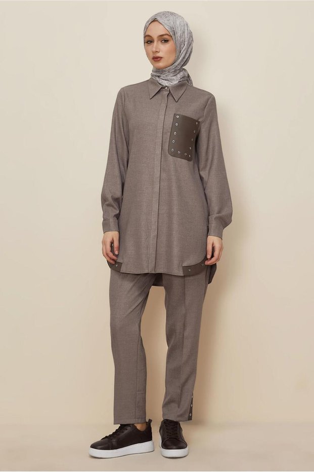 Eyelet Detail Pants Suit 46206