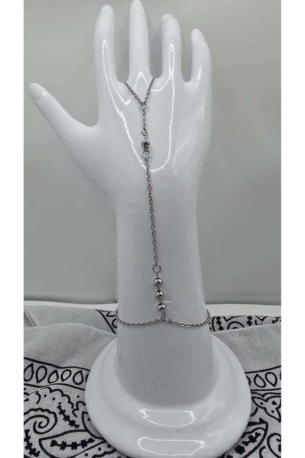 Stainless Steel Silver Color Big Beaded Shameran