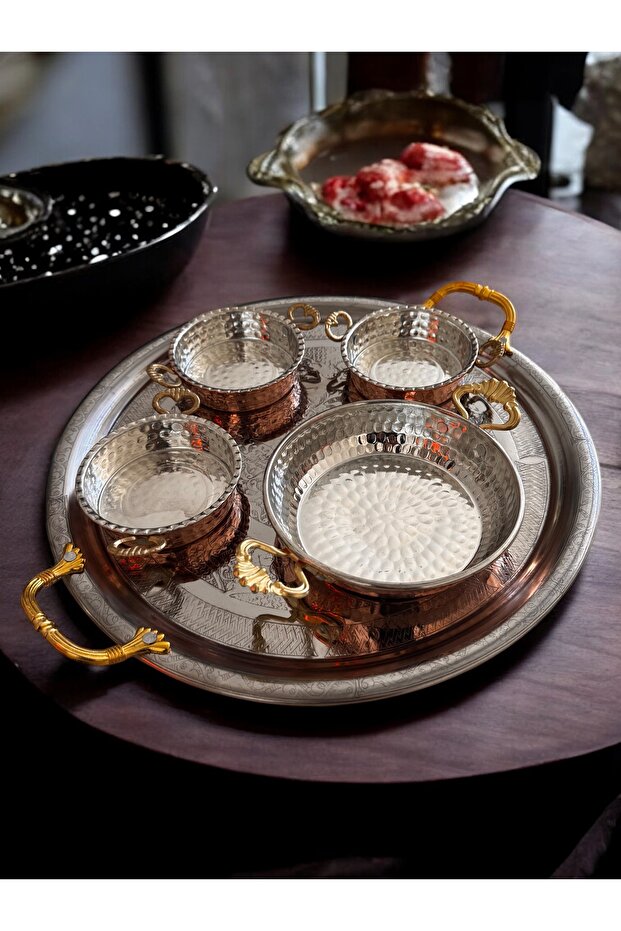 طقم صواني تقديم نحاسية للإفطار - 4