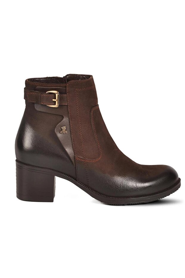 1779011K Women's Genuine Leather Heeled Classic Boots