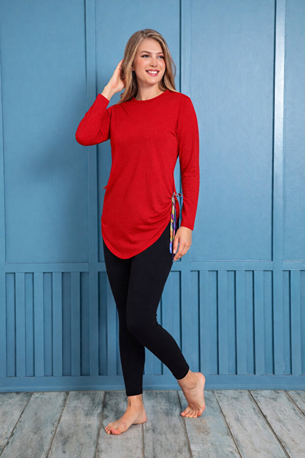 طقم جوارب طويلة باللون الأحمر - 3