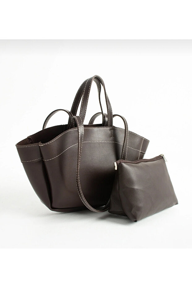 Women's Bitter Brown Double Strap Puppy Hand and Shoulder Bag
