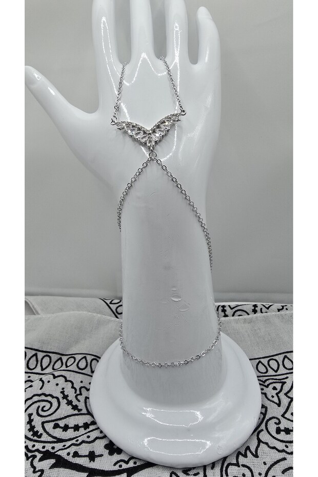 Stainless Steel Silver Color Large Butterfly Model Zircon Stone Şahmeran