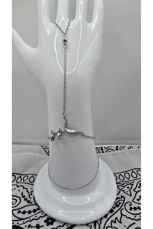 Stainless Steel Silver Color Tulip Themed Zircon Stone Shahmeran