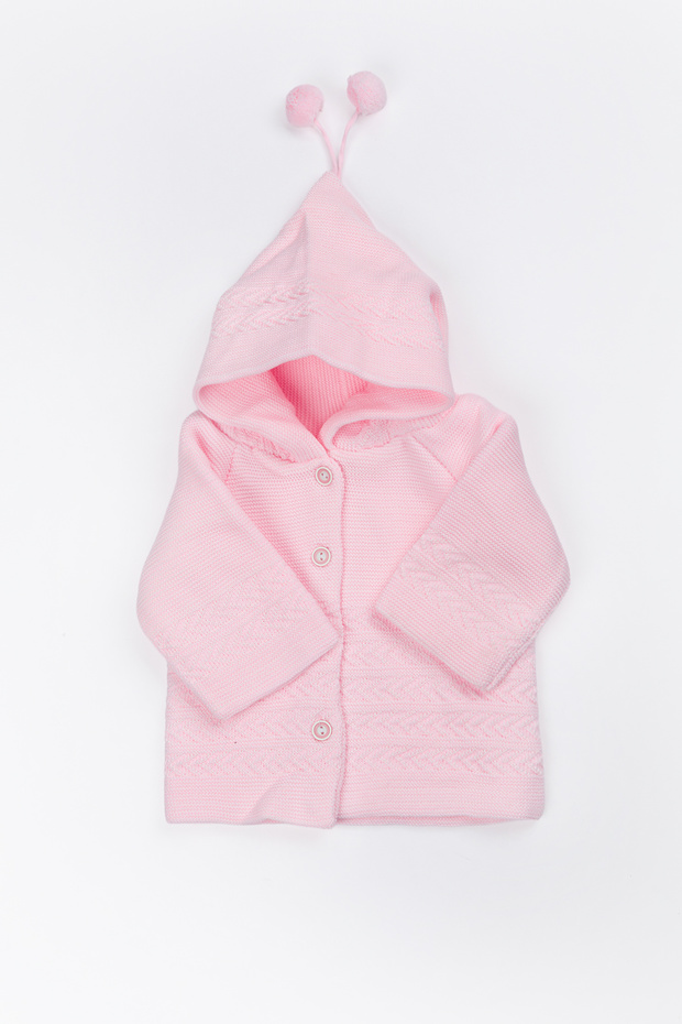 Newborn Hooded Knitwear Unisex Pompom Baby Cardigan 0/6 Months
