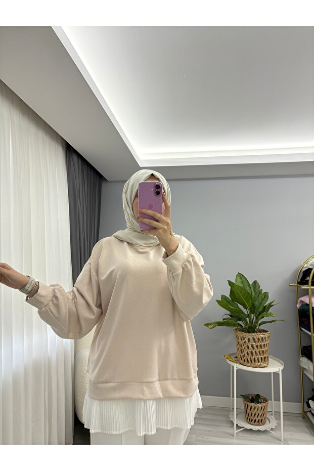 TAŞLI PLİSELİ SWEAT - 2