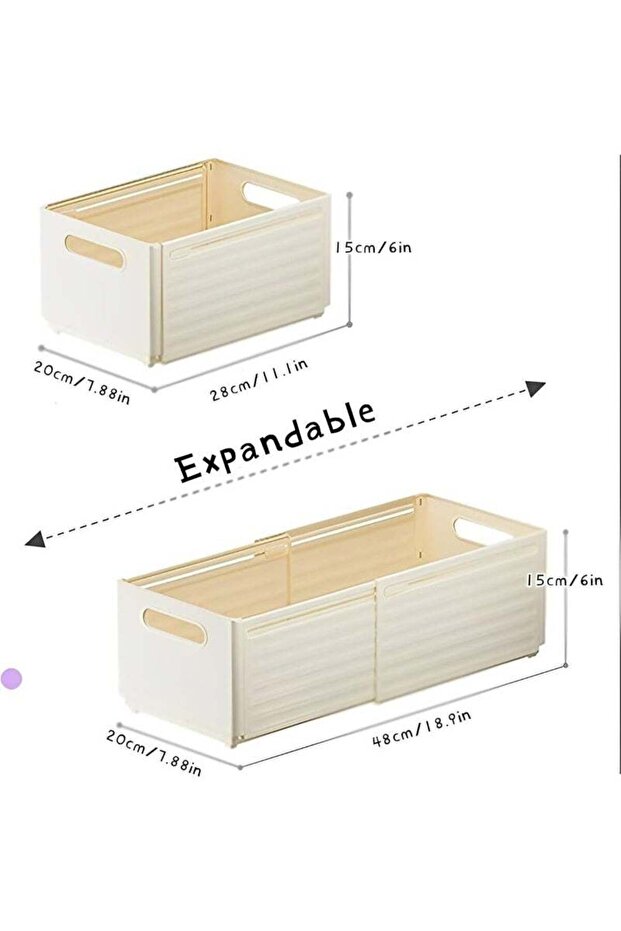 صندوق تخزين منزلق قابل للتكديس والطي والتعديل، مكون من 3 قطع/مجموعة - 4