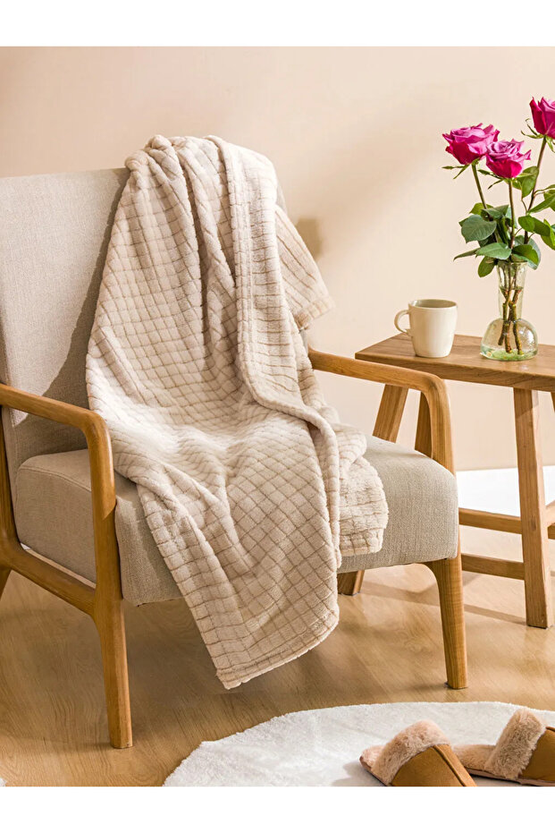 Lcw Home Beige Bud Patterned Tv Blanket 100X150 cm