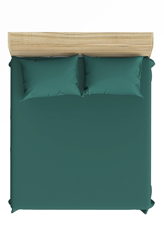 100% Cotton Green 160X200+2*(50X70) Double Elastic Sheet and Pillowcase