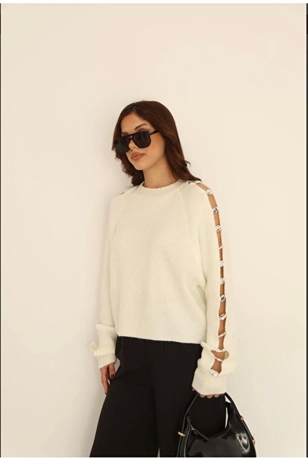 KOL TAŞ DETAY KADIN BASIC KAZAK - 2