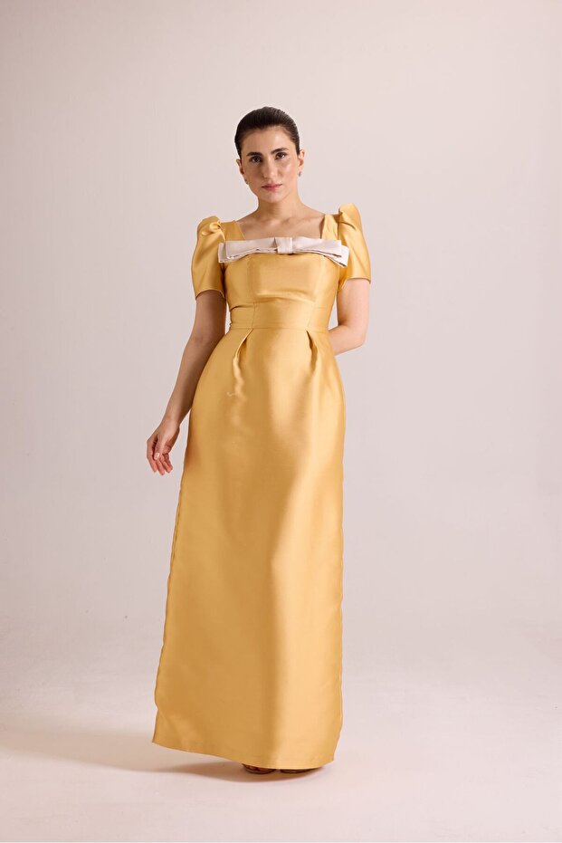 Tafta Elbise Sarı - 4