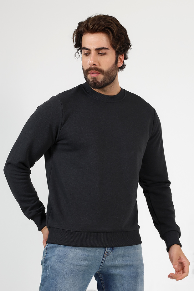 Anthracite, Three Thread Men's Basic Sweatshirt - 5