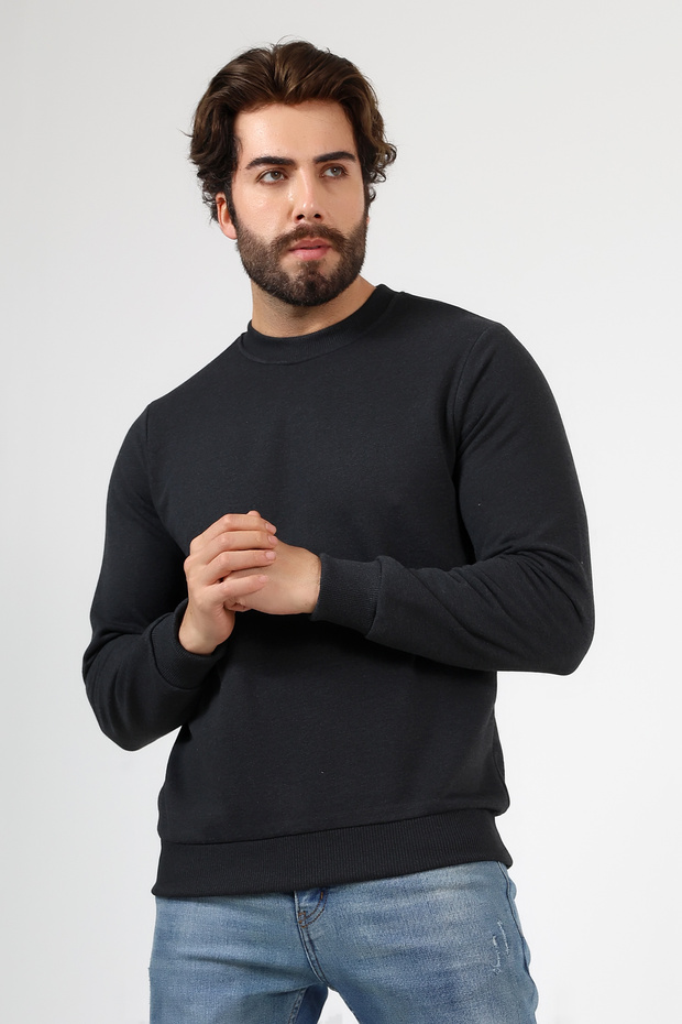 Anthracite, Three Thread Men's Basic Sweatshirt - 1
