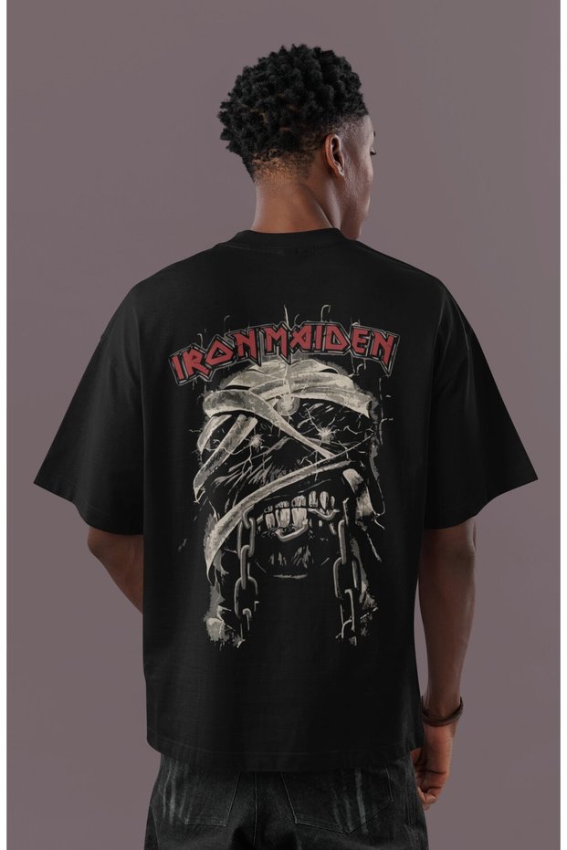 Special Design Iron Maiden Back Printed Unisex Oversized Rock Metal Music Band T-Shirt