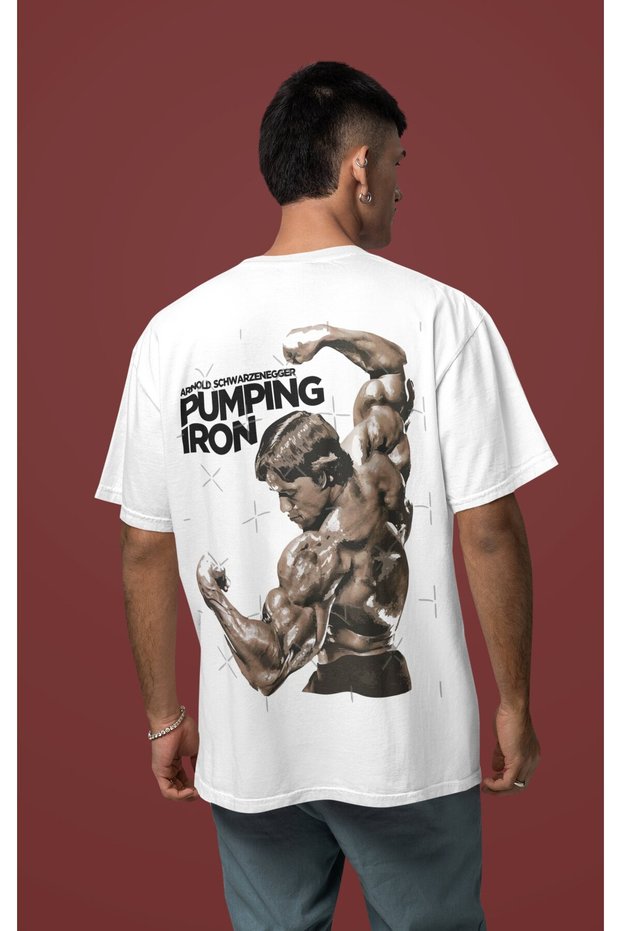 Design Arnold Body Building Pumping Iron Back Printed Unisex Oversized Fitness Gym T-Shirt