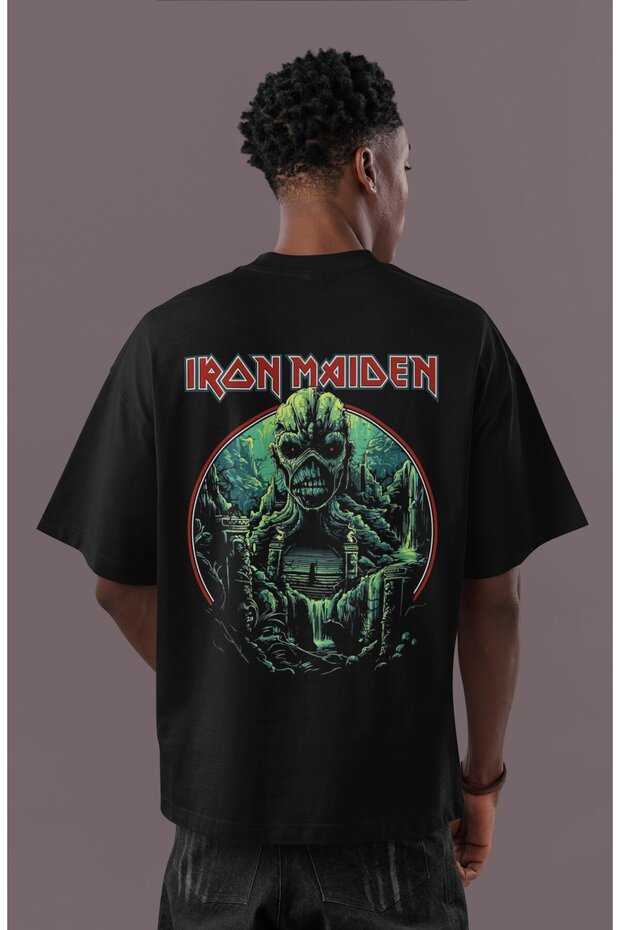 Design Iron Maiden Rock Metal Music Band Back Printed Unisex Oversized T-Shirt