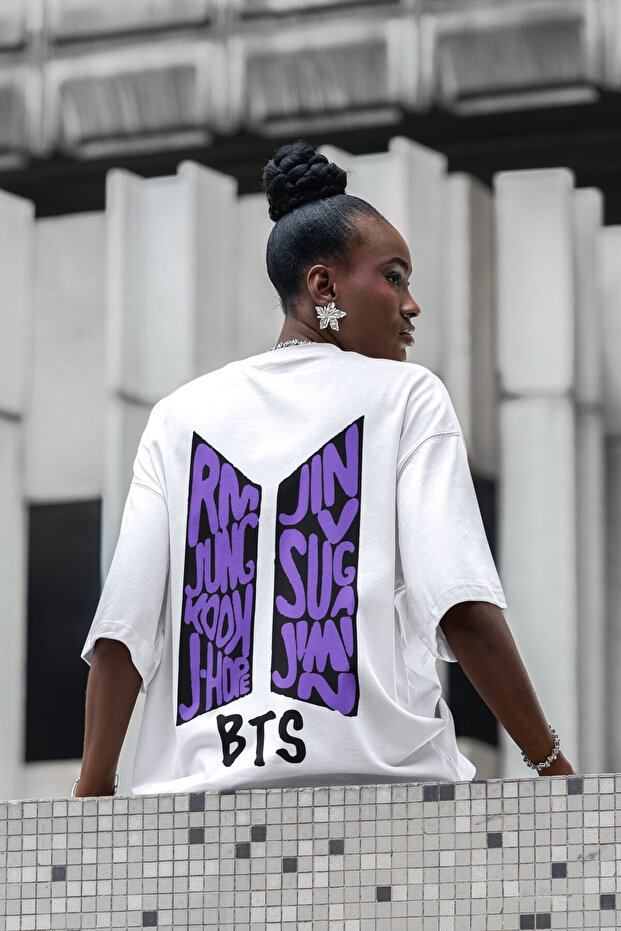 تي شيرت BTS Back مطبوع للجنسين قصة فضفاضة لفرقة الموسيقى