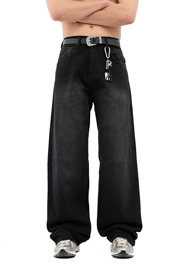 جينز أسود أساسي فضفاض للغاية - 1