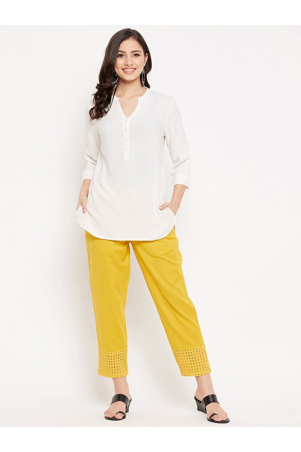 Women Yellow Regular Fit Trousers