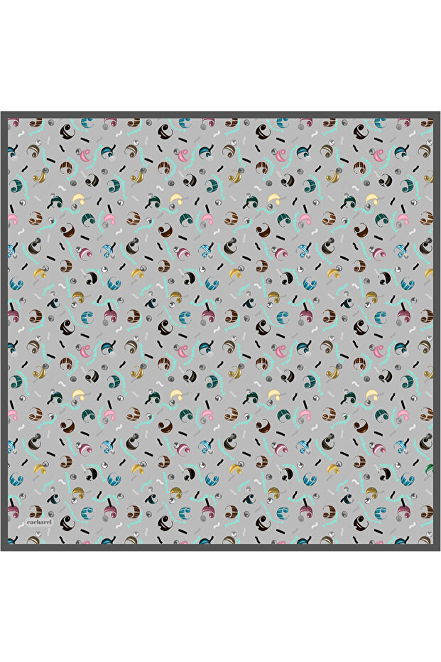 Gri İpek Twill Eşarp - 1