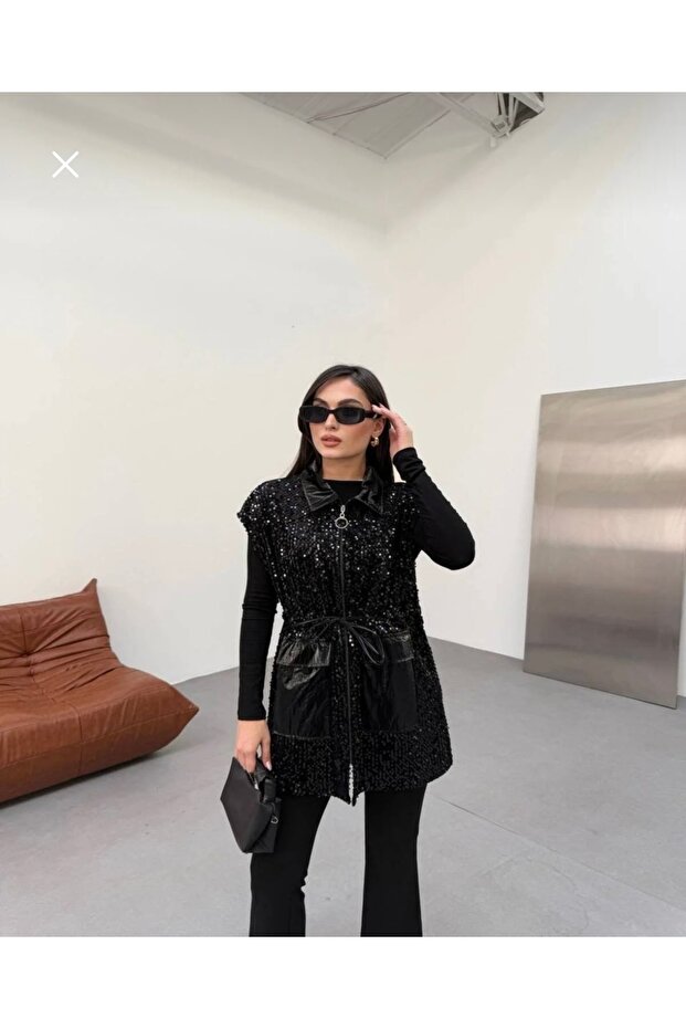 Payetli pullu yelek - 1