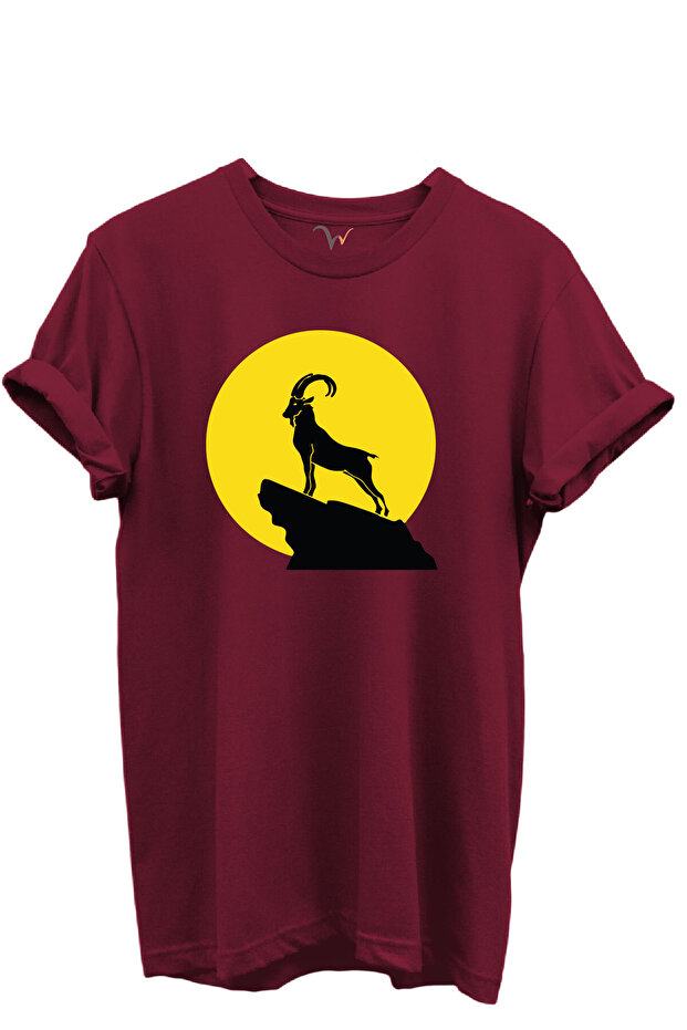 Mountain Goat Silhouette Printed 100% Cotton Regular Fit Crew Neck Unisex T-Shirt