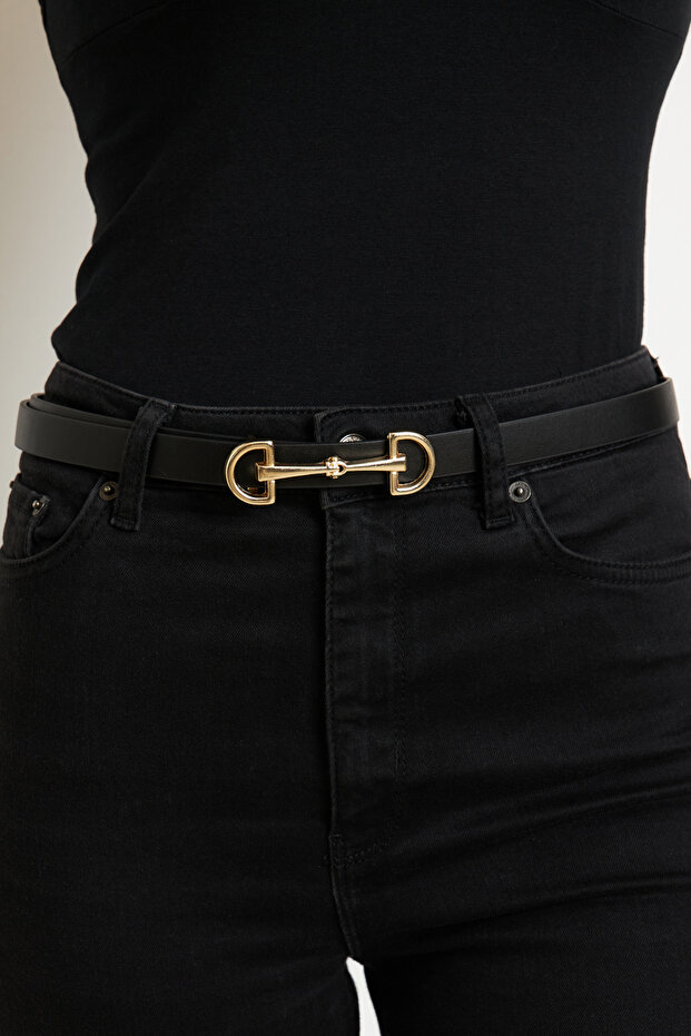 Women's Black Buckle Belt Be699