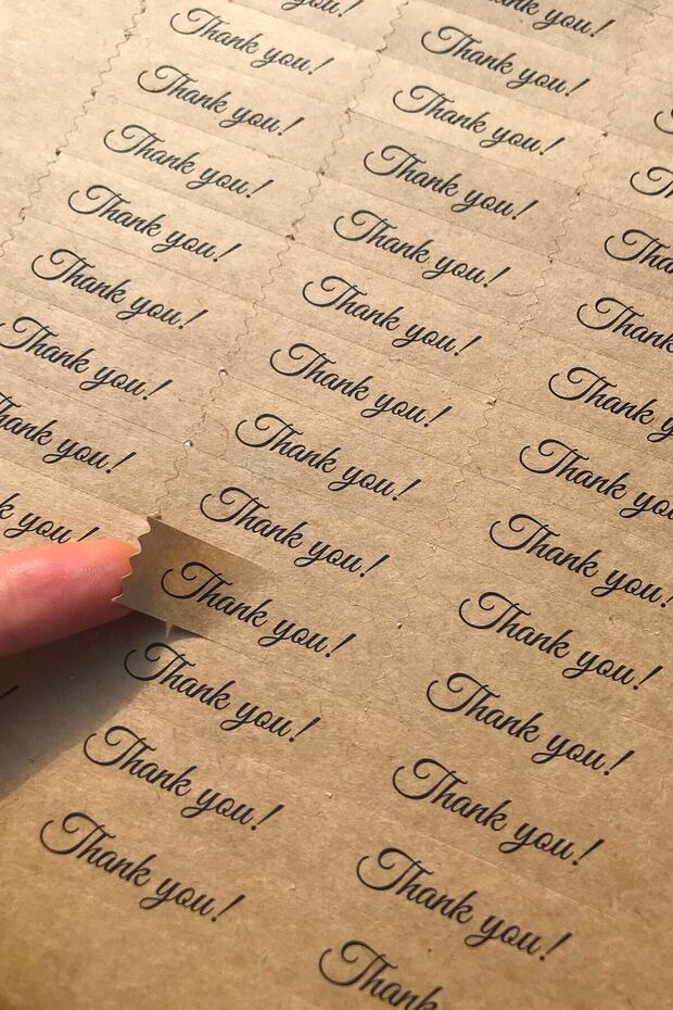 Kraft Sticker Thank You 100 Pieces