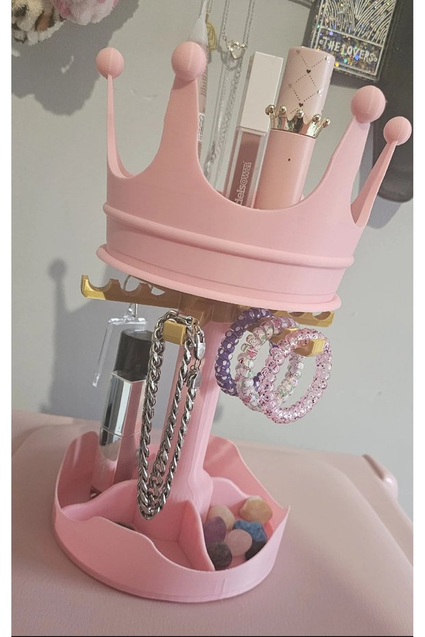 Queen Crown Makeup, Jewelry and Cosmetic Product Organizer Jewelry Organizer, 360 Degree Rotating