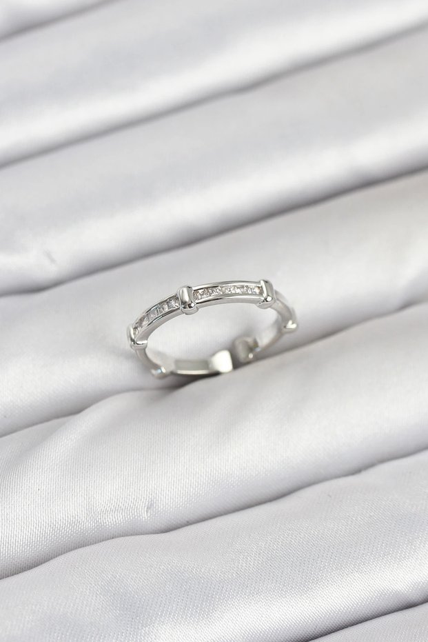 Brass Silver Rk Bone Model Zircon Stone Women's Ring
