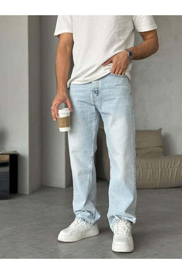 P3217 Washable Baggy Jeans - Snow Wash